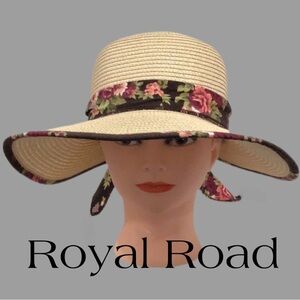 NEW Royal Road Beach Hat, Wide Front Brim, Tie Bow Back, Packable, Cream Color